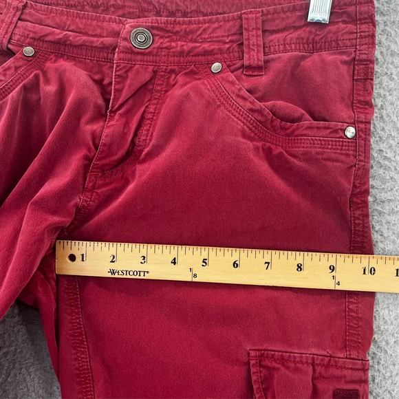 Kuhl Vintage Patina Dye Cargo Red Roll Up Pants Womens Size 8 (Fits 32x30) 16F - Picture 5 of 15